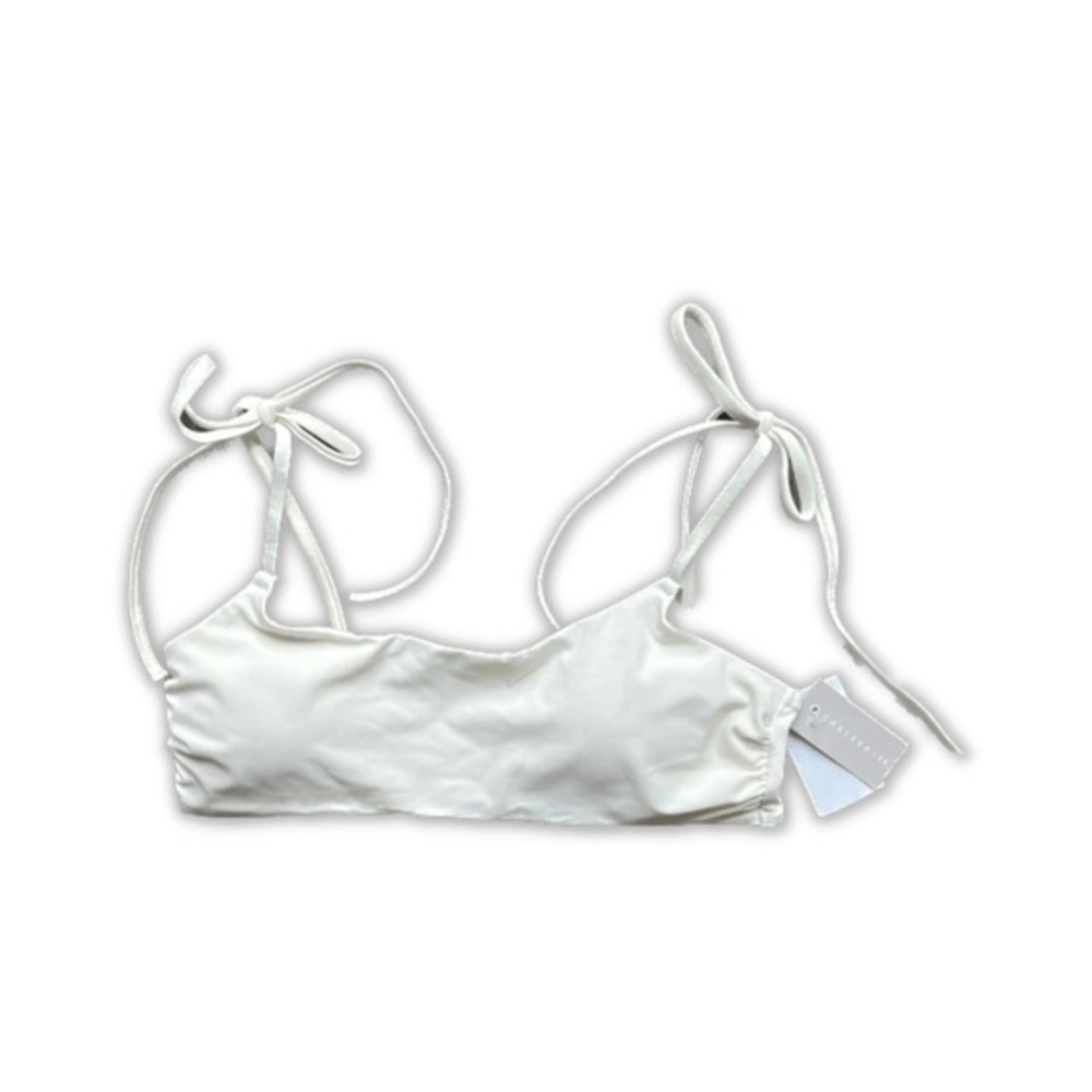 𝗡𝗘𝗪 CHELSEA28 Easy Retro Tie Strap Bikini Top in Ivory Shadow Swimwear